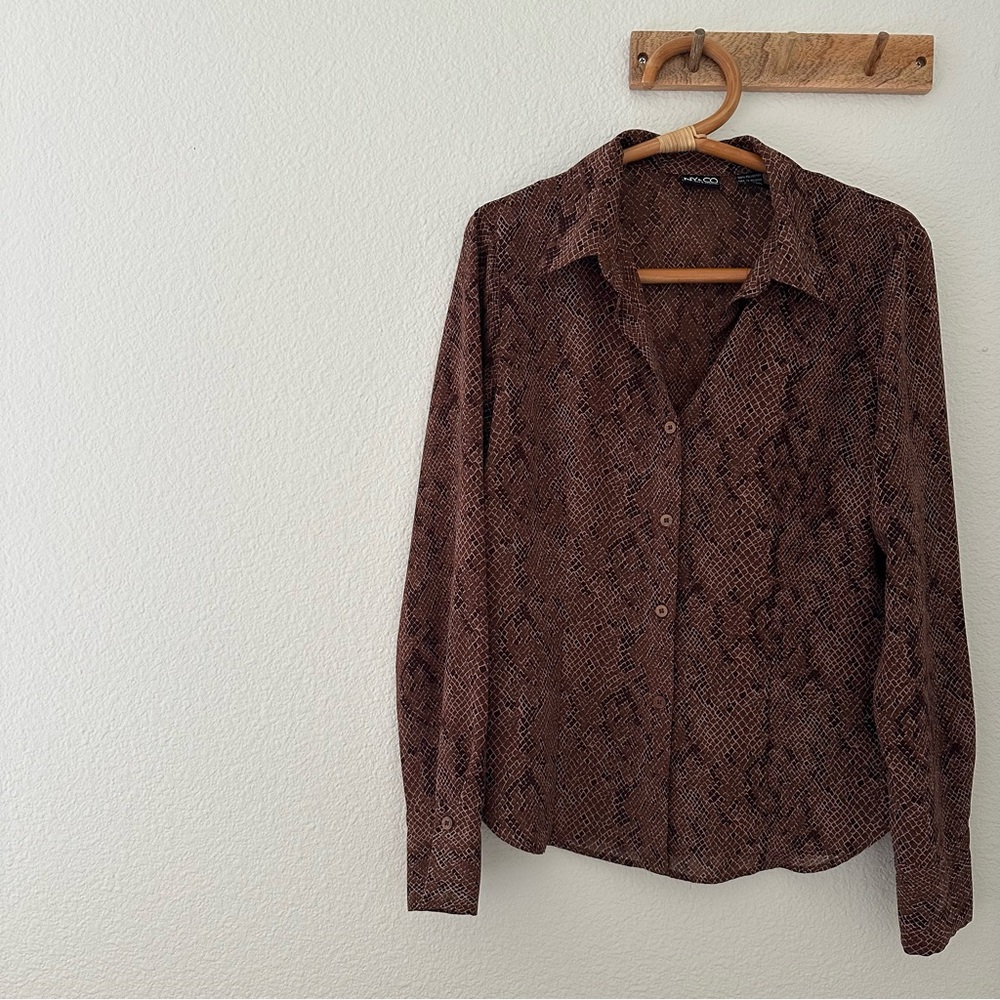New York & Company Brown Blouse
